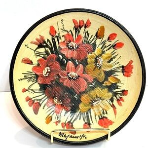 Mediterranean Terracotta Handpainted Floral Decorative Plate 6.5”
